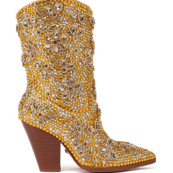 AZALEA WANG " GOLDEN GLITZ " EMBELLISHED WESTERN BOOTIE BRAND NEW !!!!!!!!!!!!!! - Picture 6 of 9